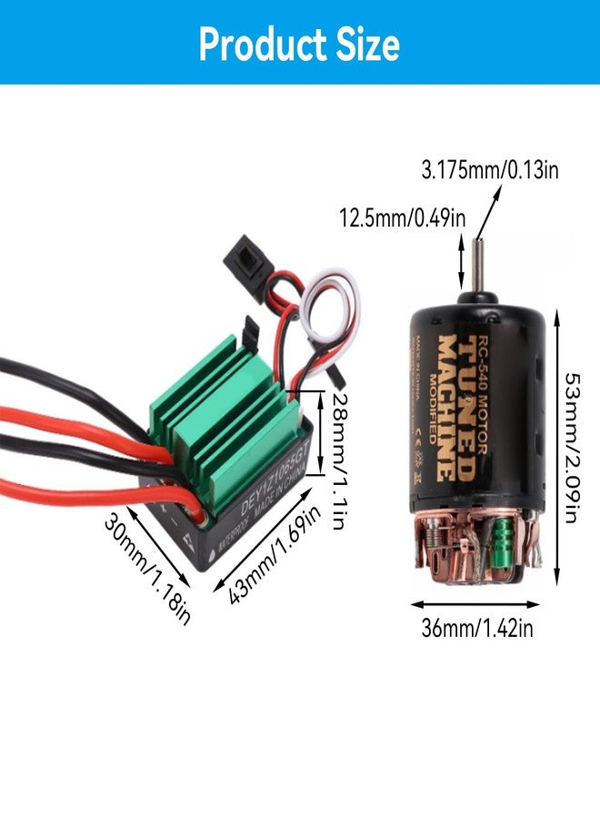 equlup 13T Brushed Motor ESC Combo, 540 Brushed Motor with 65A Water Proof Brushed ESC RC Connector Car Accessories for Scx10 90046 - Image 2